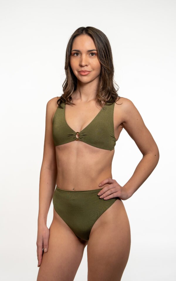 Jungle Green Supportive Bralette Bikini Top – Designed for larger busts with wide straps, a secure underbust band & a flattering deep neckline.