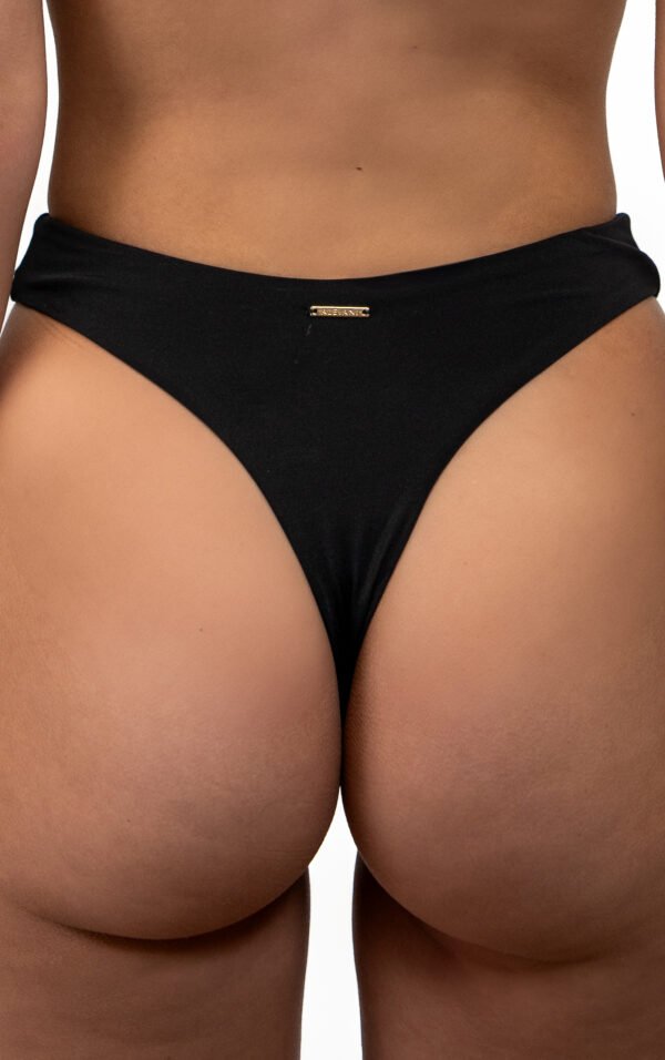 Floripa High Waist Brazilian Bikini Bottom in Black – Sculpting high-waist design with cheeky Brazilian coverage, seamless edges & chlorine-resistant fabric.